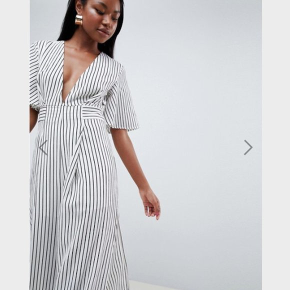 ASOS Parallel Lines Plunge Front Stripe Jumpsuit S - Picture 4 of 10